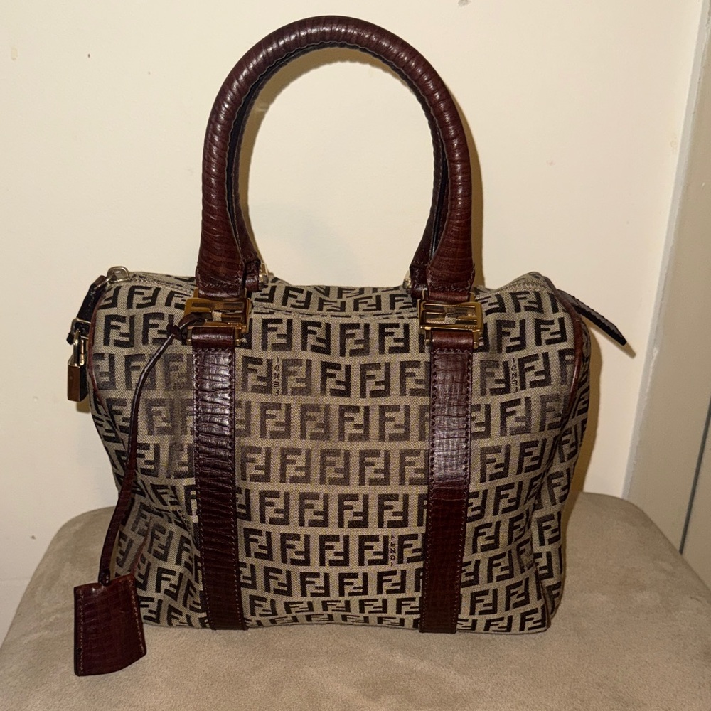 Fendi Beige and Dark Brown Monogram Tote